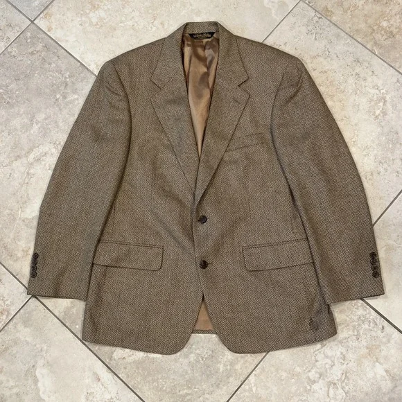 Brooks Brothers Blazer Mens 40S Brown Wool Tweed 2 Button Sports Coat Jacket USA Sport Coats & Blazers